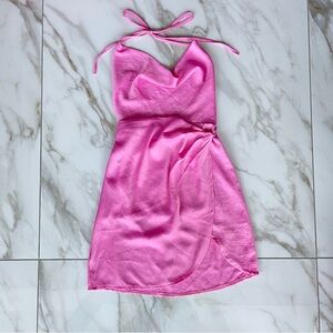 Elegant Pink Halter Dress